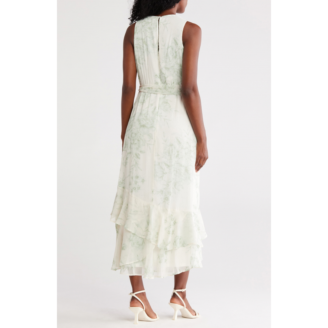 Women's 'Floral Sleeveless Chiffon High-Low' Midi Dress