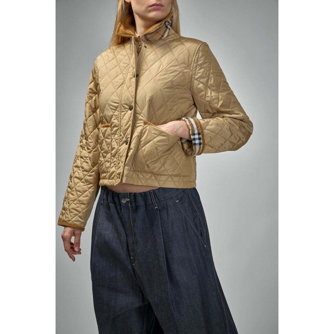 'Cropped' Gesteppte Jacke für Damen