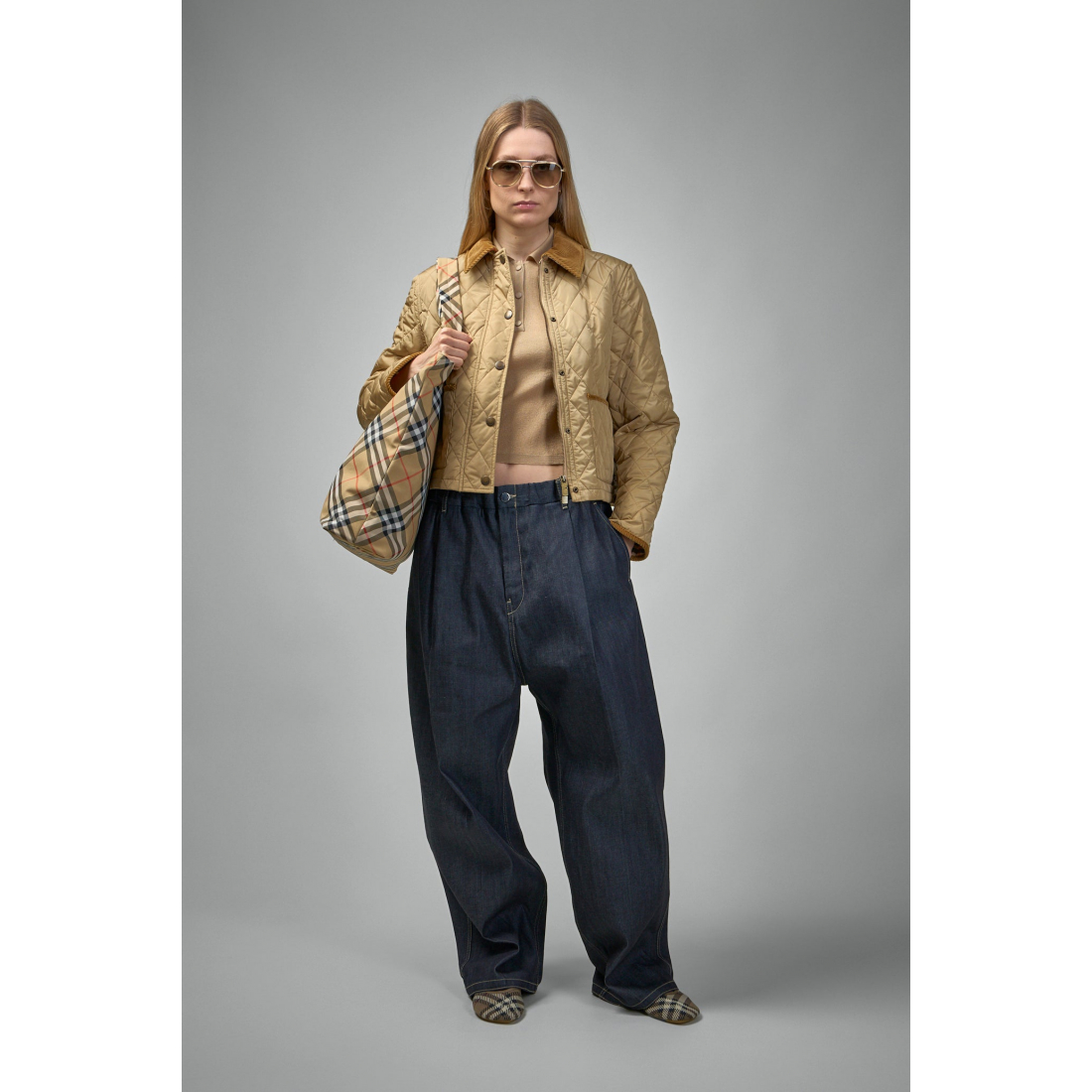 'Cropped' Gesteppte Jacke für Damen