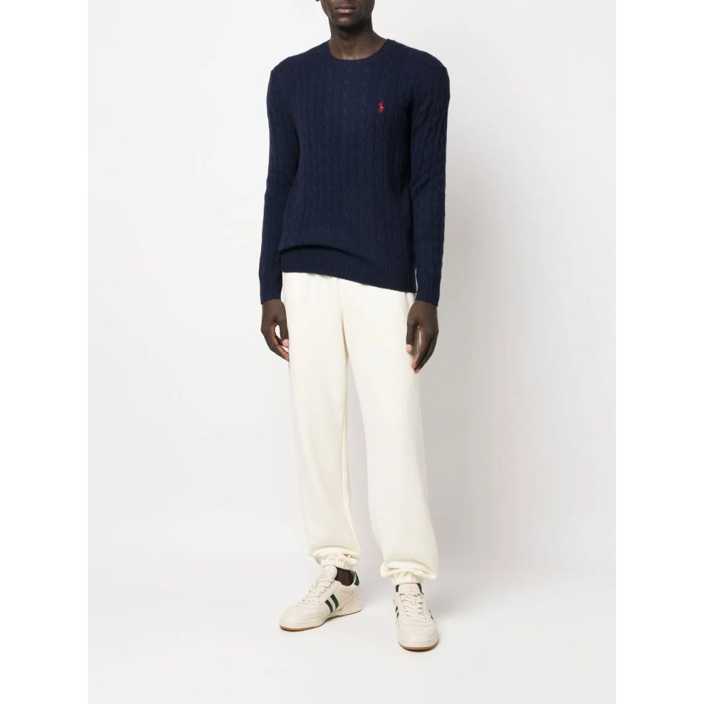 Men's 'Logo-Embroidered Cable-Knit' Cashmere Sweater