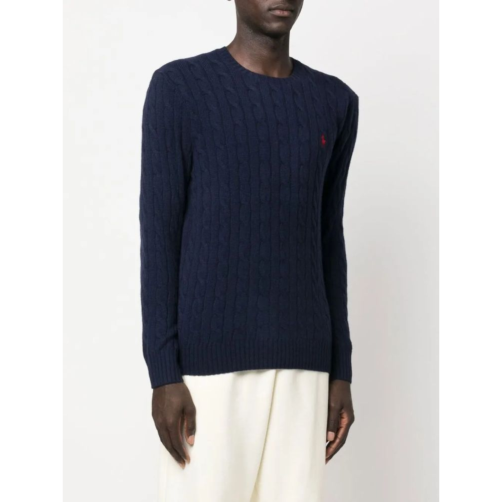 Men's 'Logo-Embroidered Cable-Knit' Cashmere Sweater