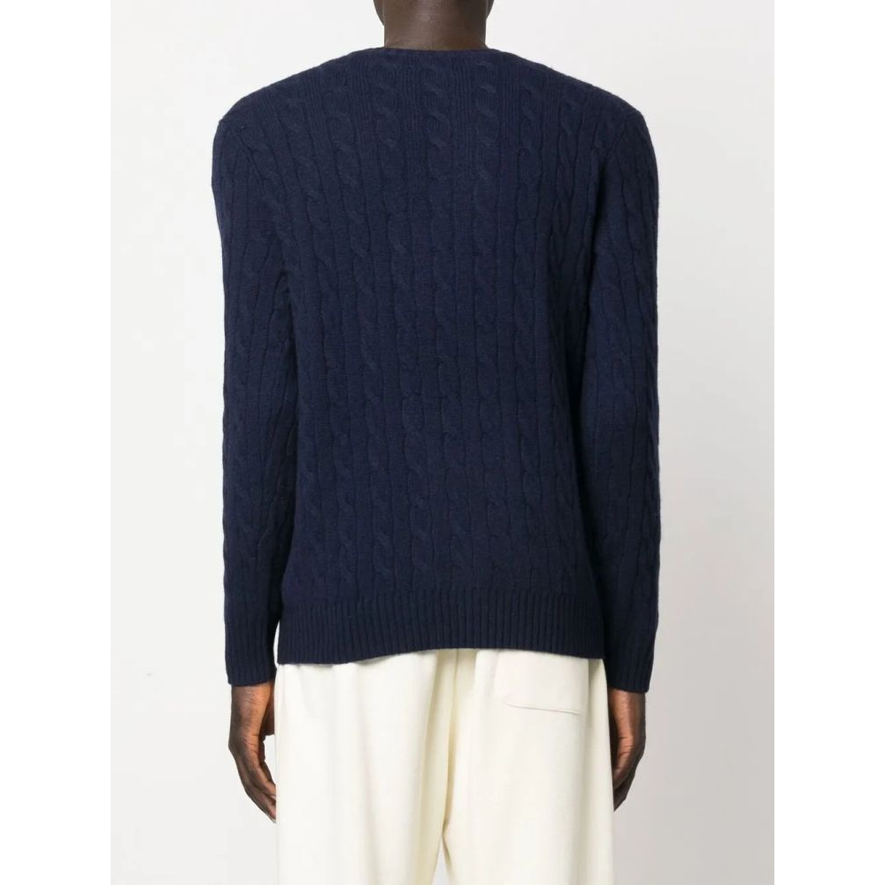 Men's 'Logo-Embroidered Cable-Knit' Cashmere Sweater