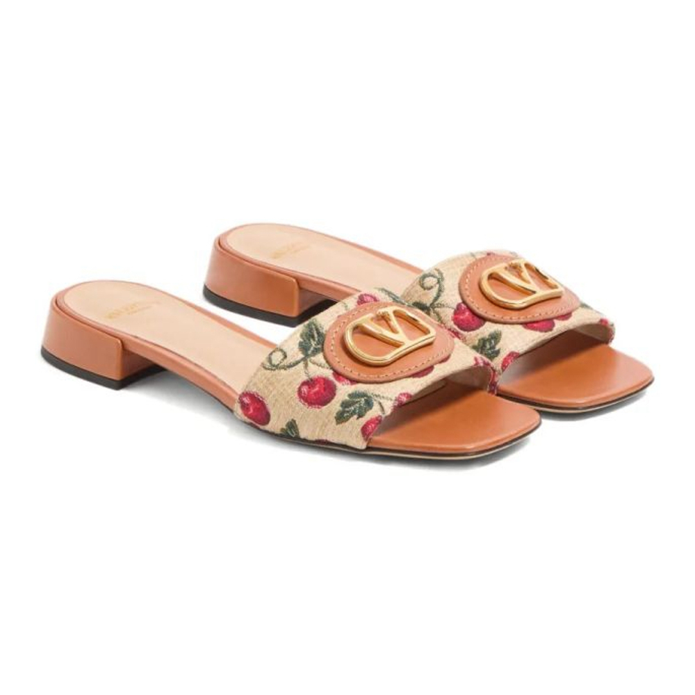 Women's 'VLogo Signature Cherryfic-Motif' Flat Sandals