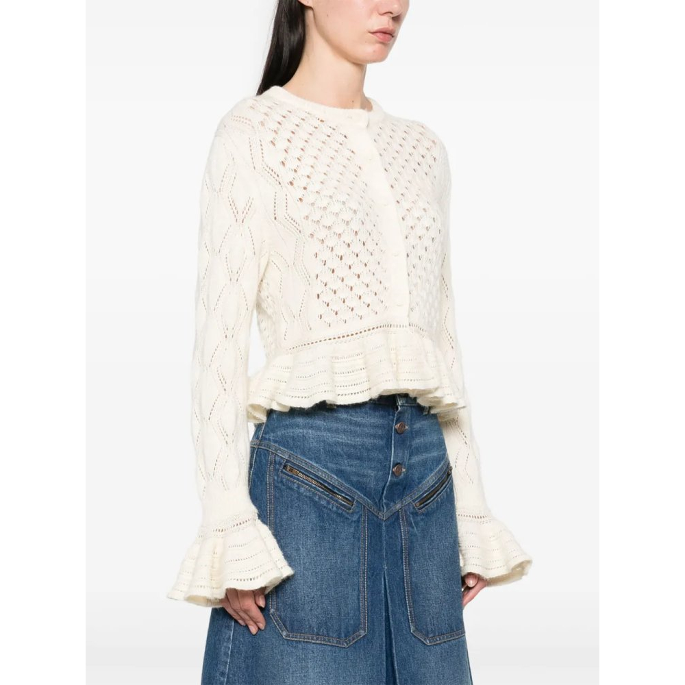 Cardigan 'Open-Knit Ruffled' pour Femmes