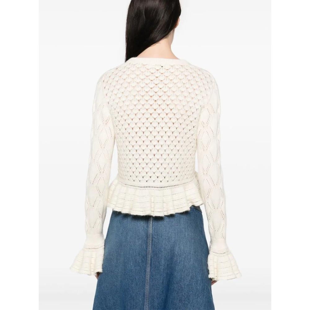 Cardigan 'Open-Knit Ruffled' pour Femmes