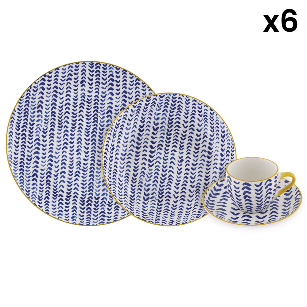 Set assiette + tasse 'Cetara' - 24 Pièces