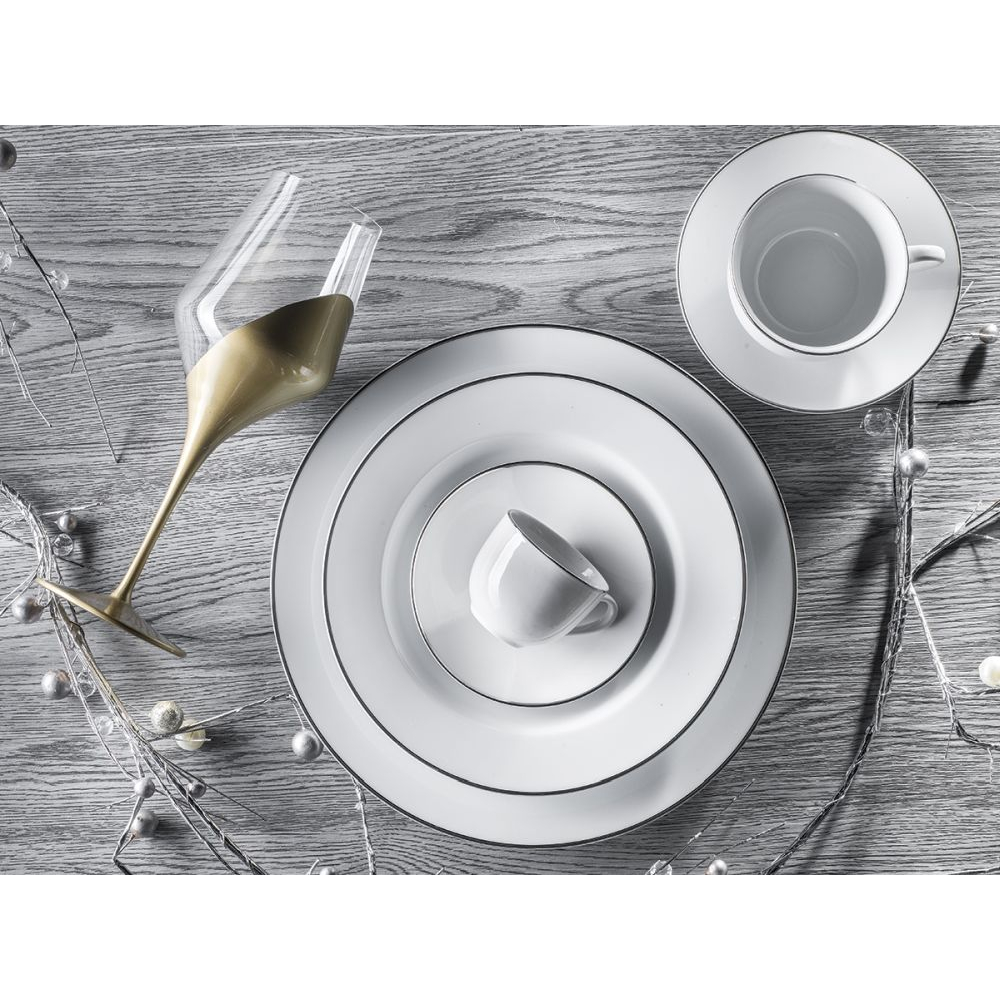 'Platinum Chic' Plate + Bowl Set - 38 Pieces