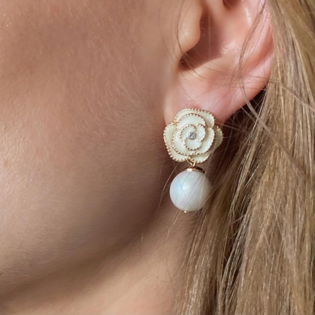 'Rose & Pearl Drop' Ohrringe für Damen