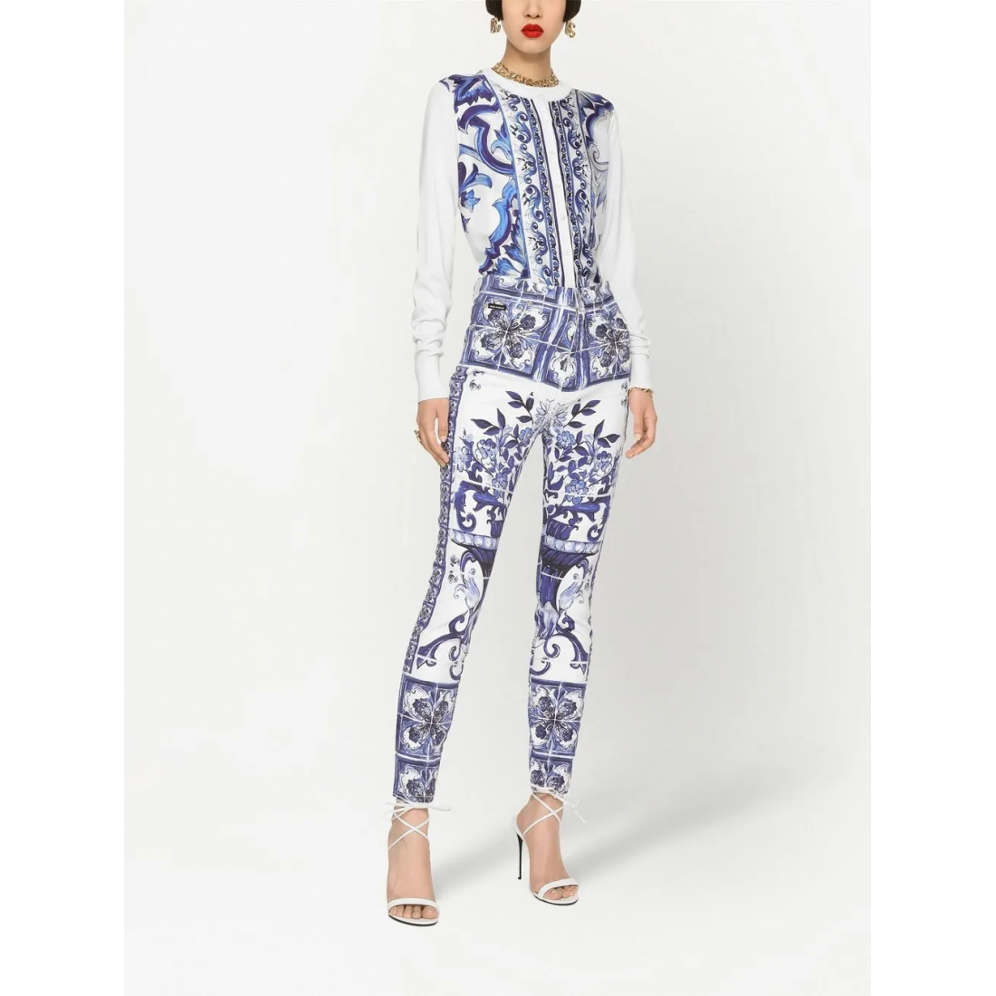 Jeans 'Grace Majolica-Print Skinny' pour Femmes
