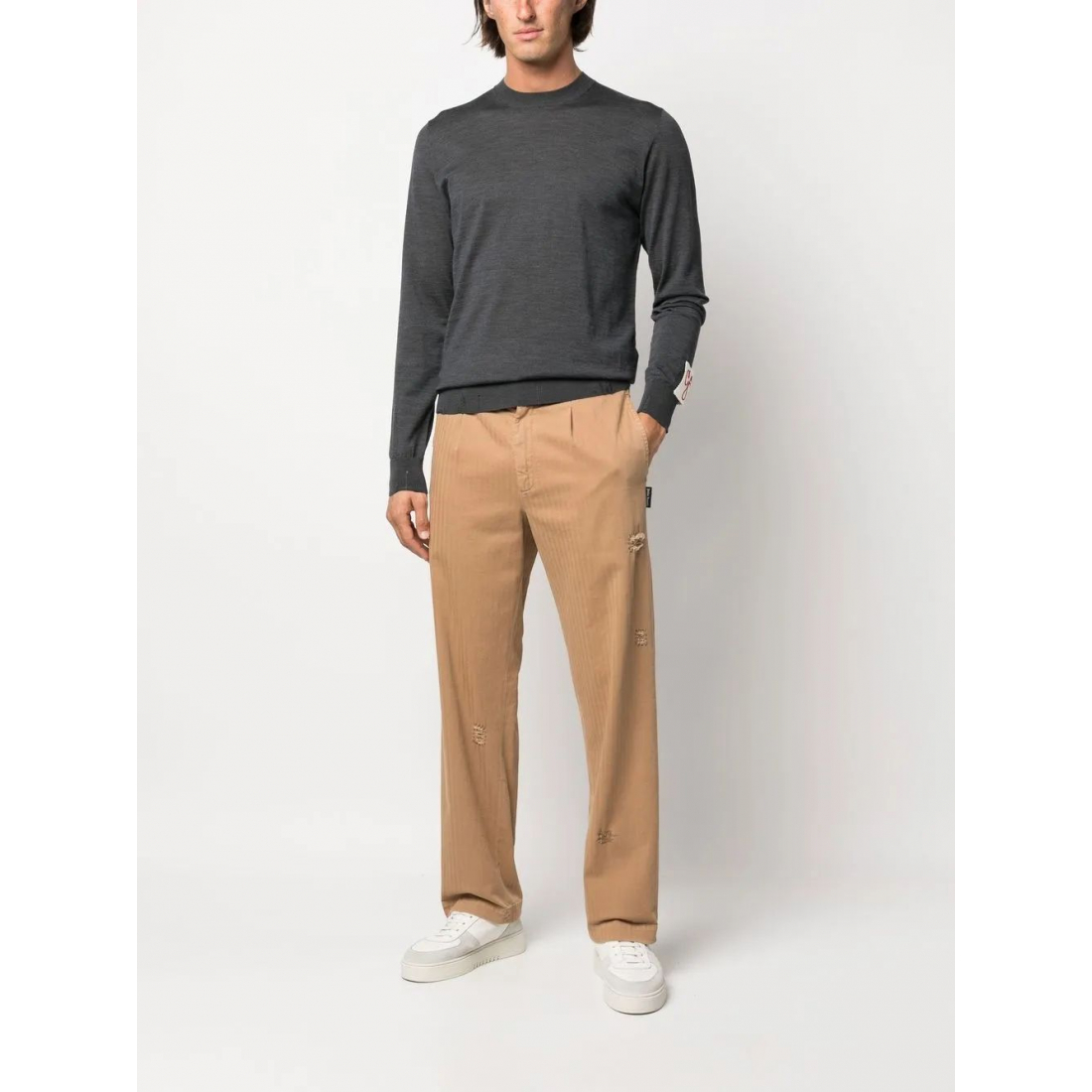 Sweatshirt 'Ribbed-Knit Crew Neck' pour Hommes