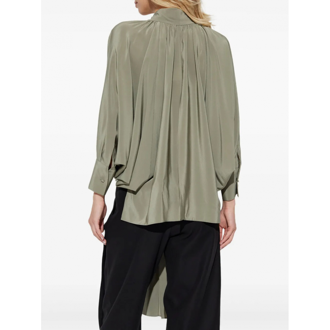 Blouse à manches longues 'Pleated Tie-Neck' pour Femmes