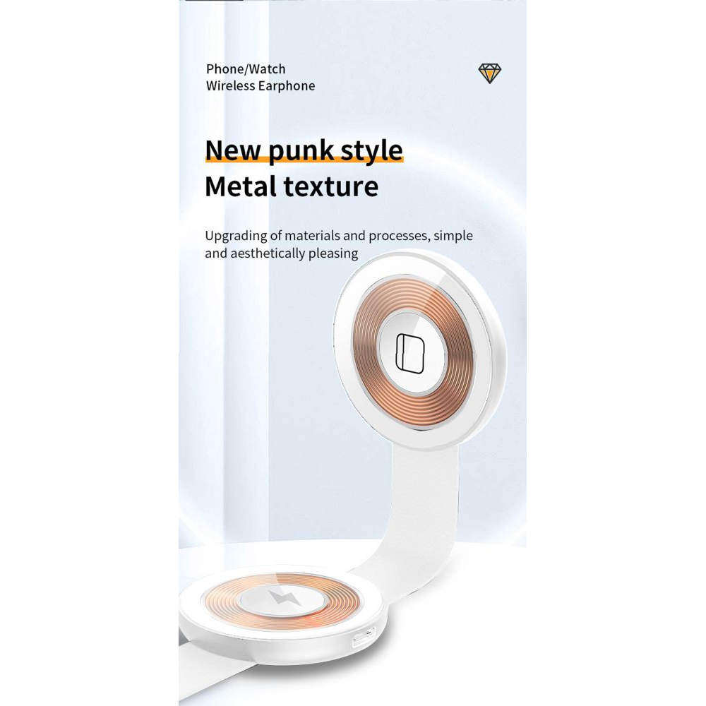 Induktives Ladepad – Schlüsselanhängerformat – 15 W – Weiß