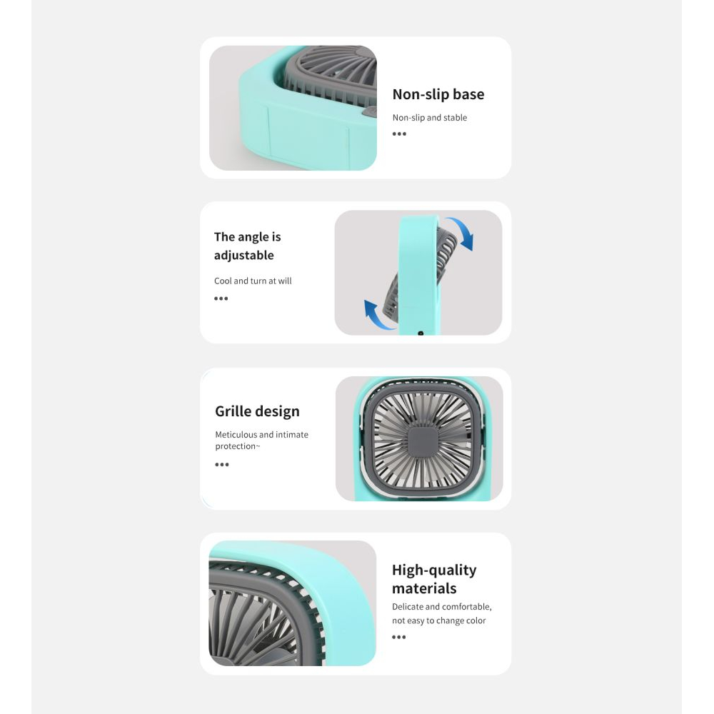 Rechargeable USB Folding Table Fan - Green