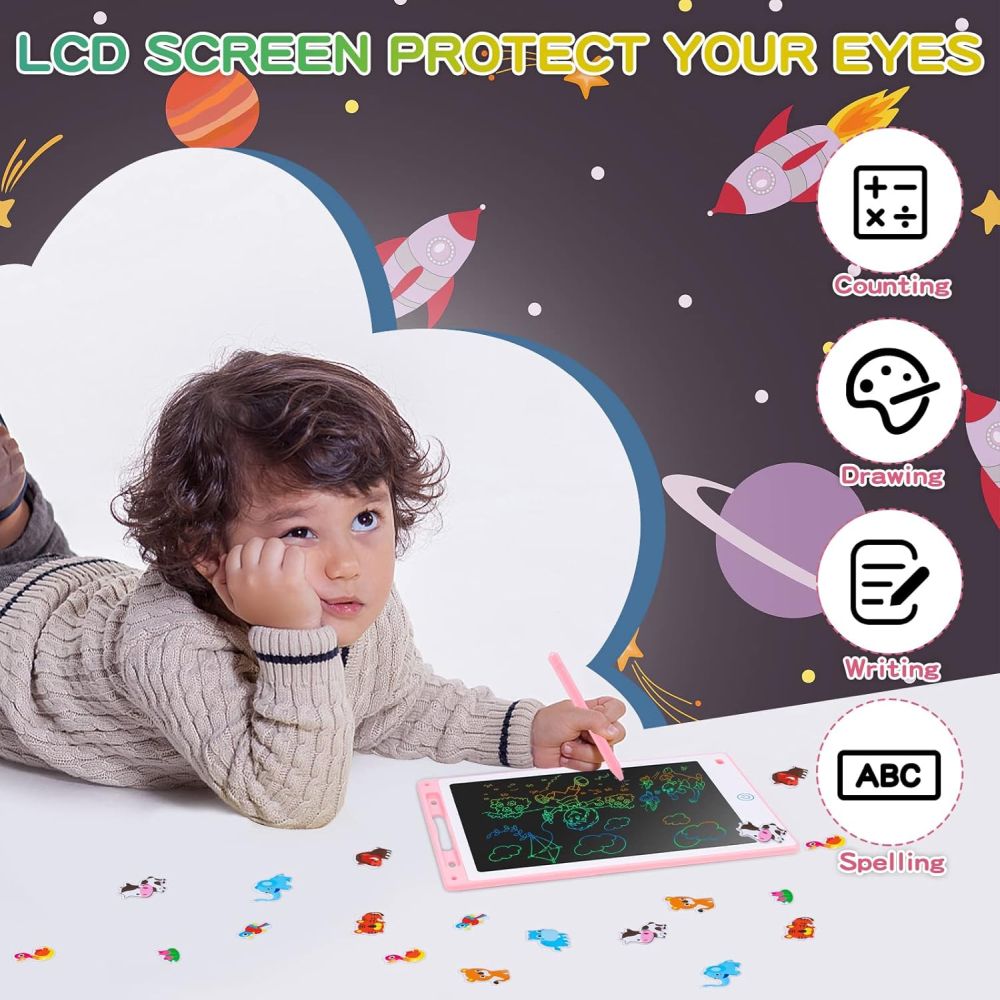 12-Inch LCD Electronic Drawing Tablet – Reusable Screen, Stylus Included, Ultra-Thin - Blue