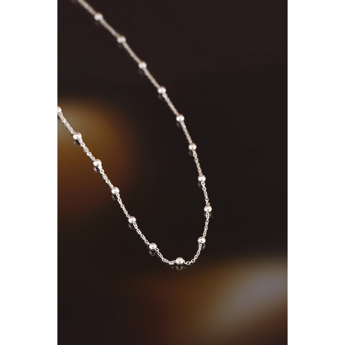 43Cm White Gold Ball Chain (375/1000)