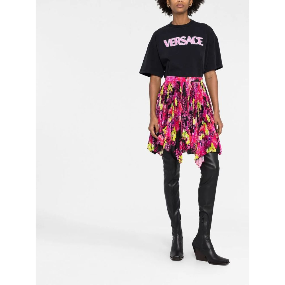 Jupe Midi 'Logo-Print Pleated Asymmetric' pour Femmes