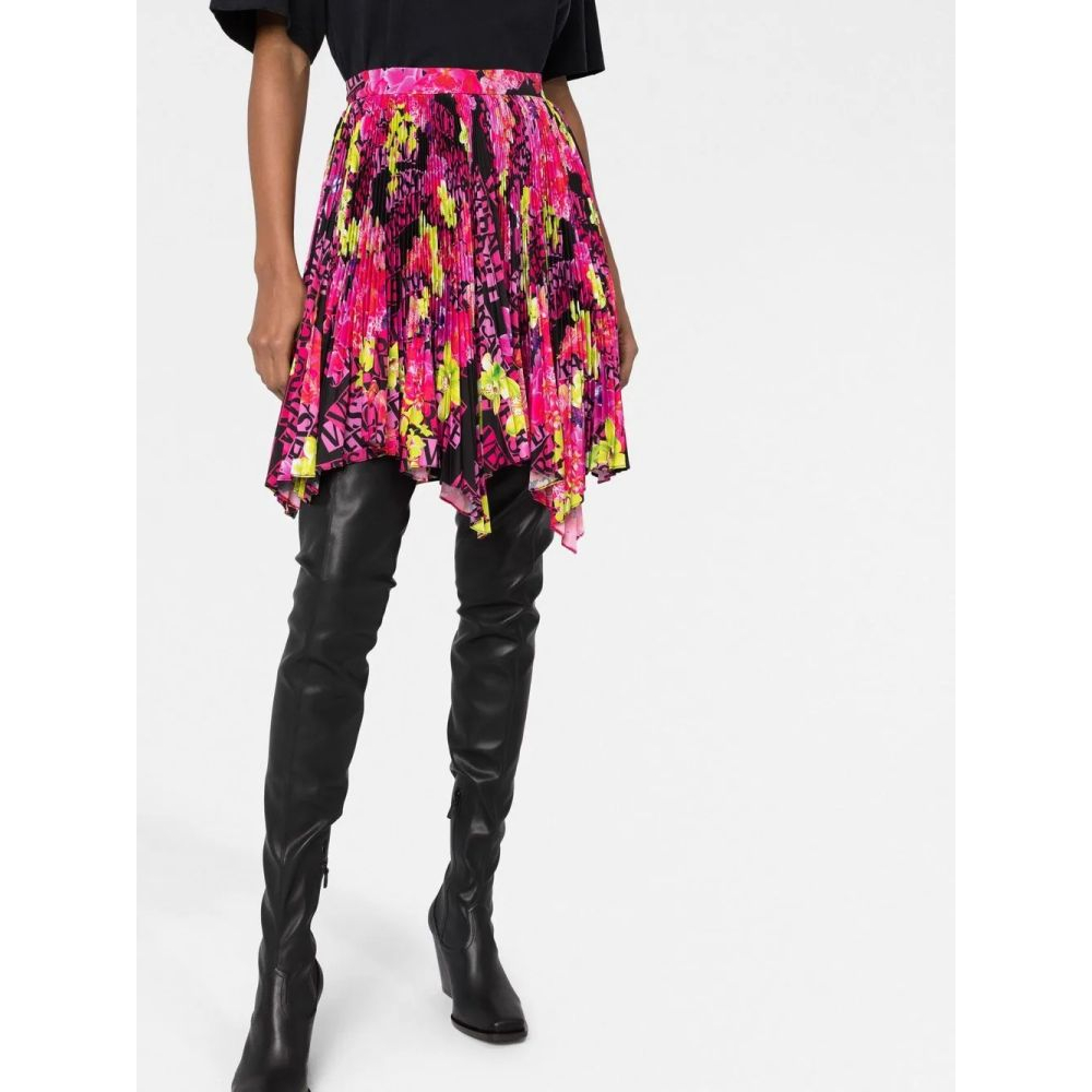 Jupe Midi 'Logo-Print Pleated Asymmetric' pour Femmes