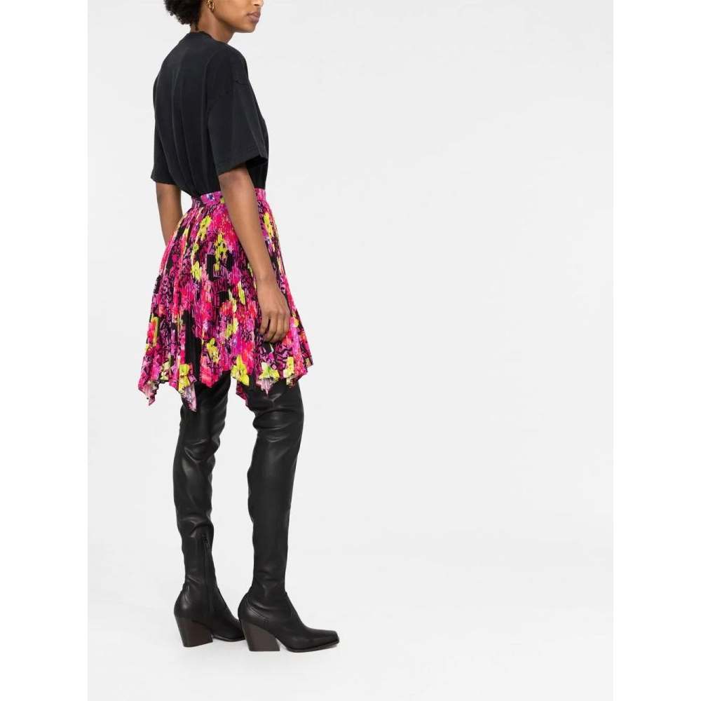 Jupe Midi 'Logo-Print Pleated Asymmetric' pour Femmes