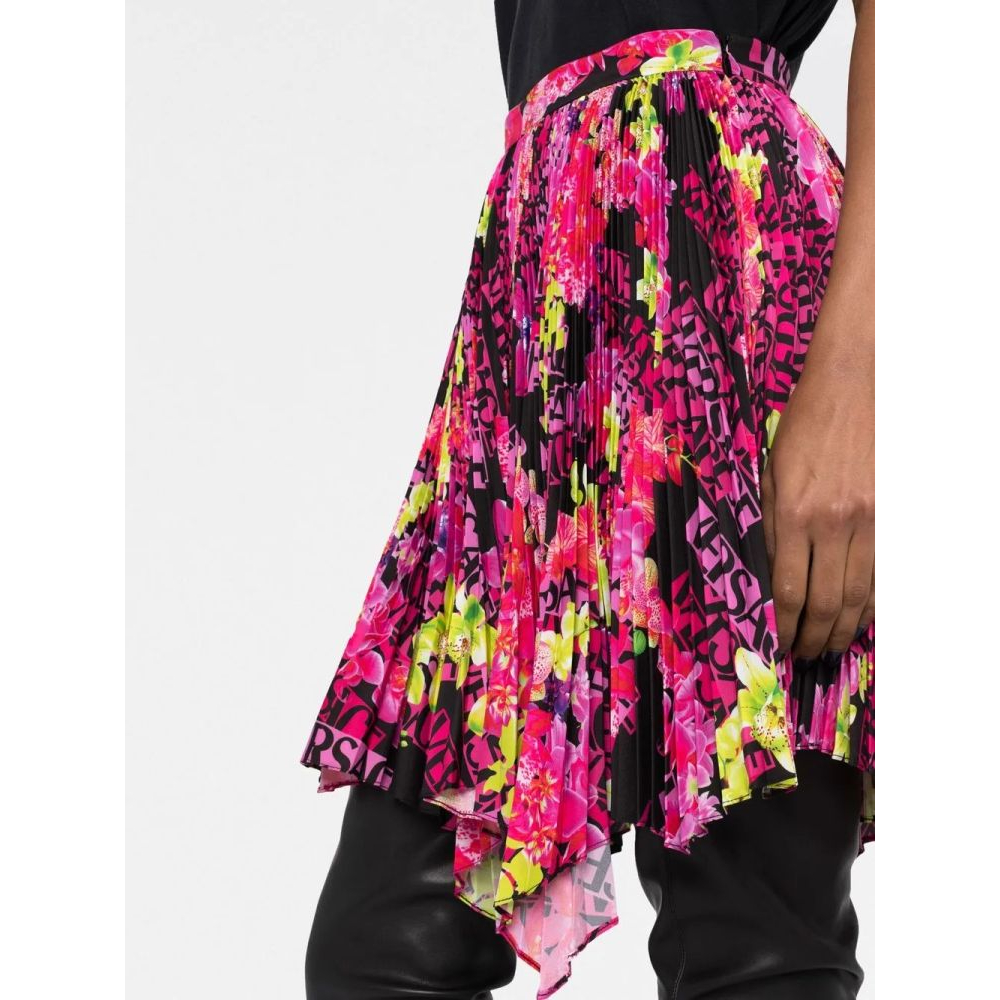 Jupe Midi 'Logo-Print Pleated Asymmetric' pour Femmes