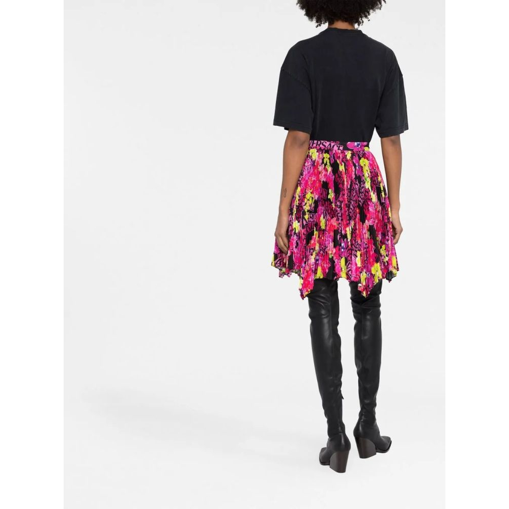 Jupe Midi 'Logo-Print Pleated Asymmetric' pour Femmes