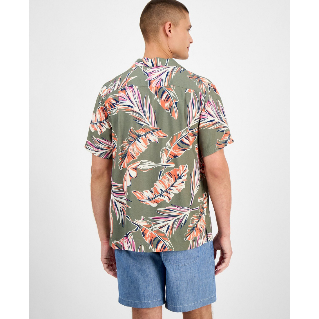 Chemise à manches courtes 'Regular-Fit Leaf-Print Camp' pour Hommes