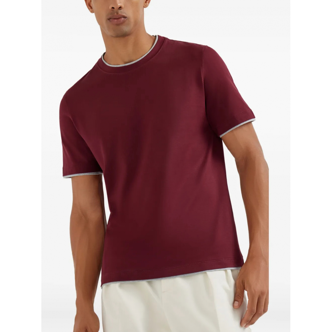 'Contrast-Trim Crew-Neck' T-Shirt für Herren