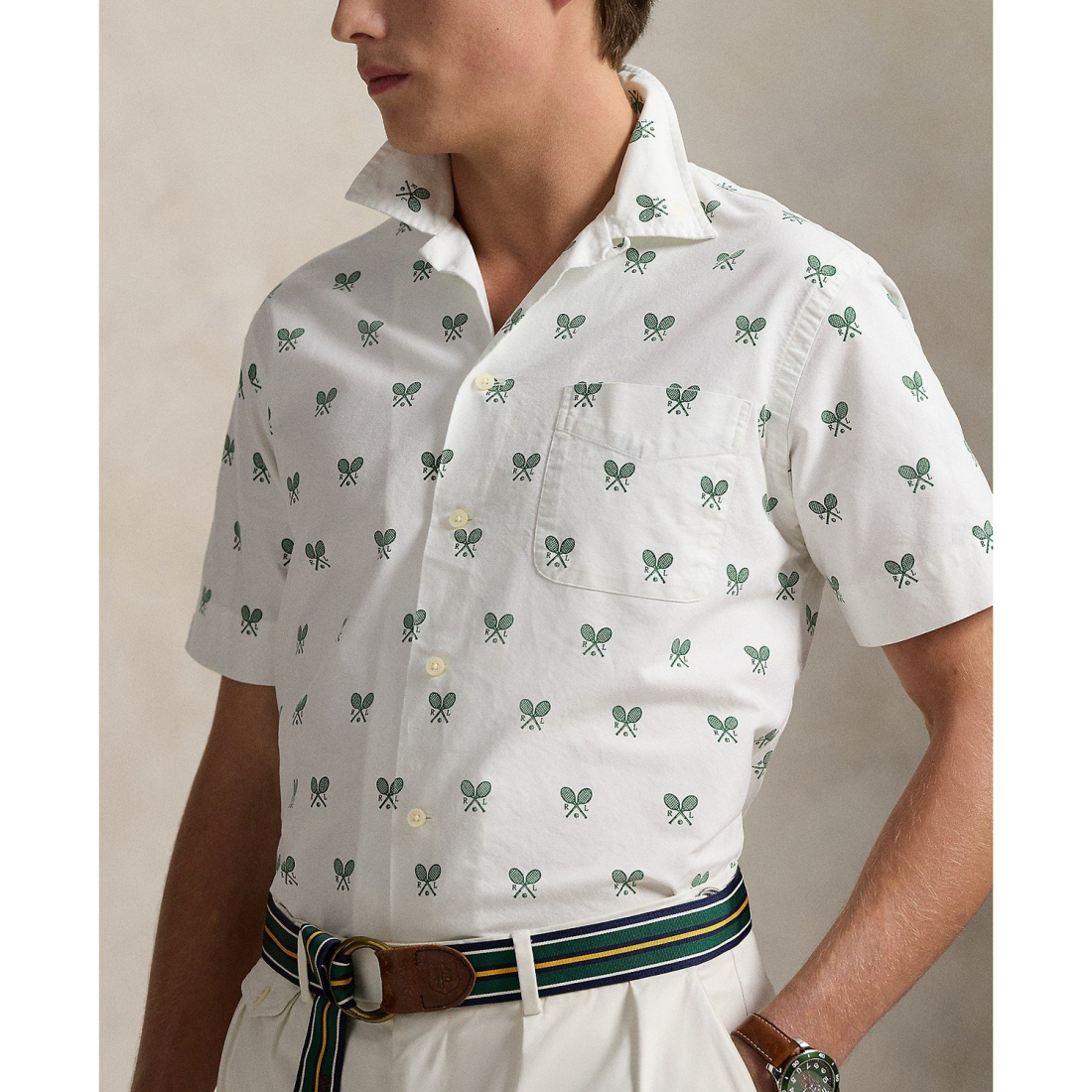 Men's 'Classic-Fit Racquet-Print Oxford' Shirt