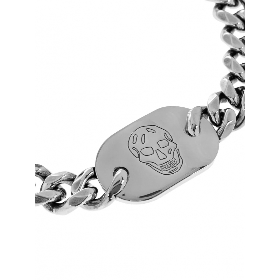 'Skull-Plaque Curb-Chain' Armband für Herren