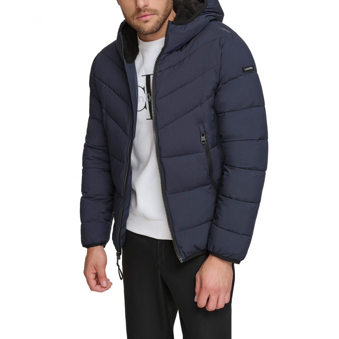 Veste matelassée 'Chevron Stretch With Sherpa Lined Hood' pour Hommes