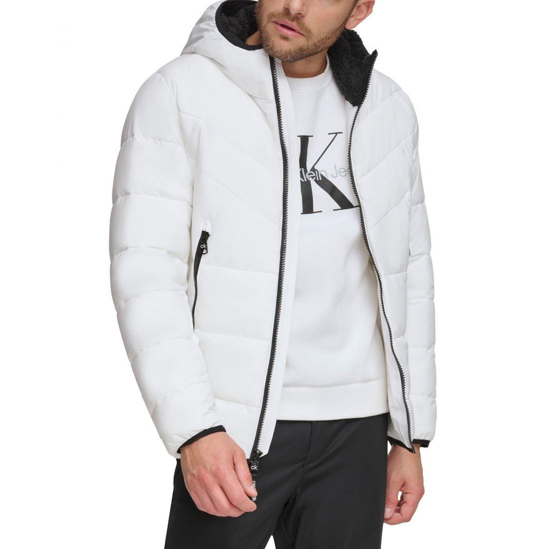 Veste matelassée 'Chevron Stretch With Sherpa Lined Hood' pour Hommes