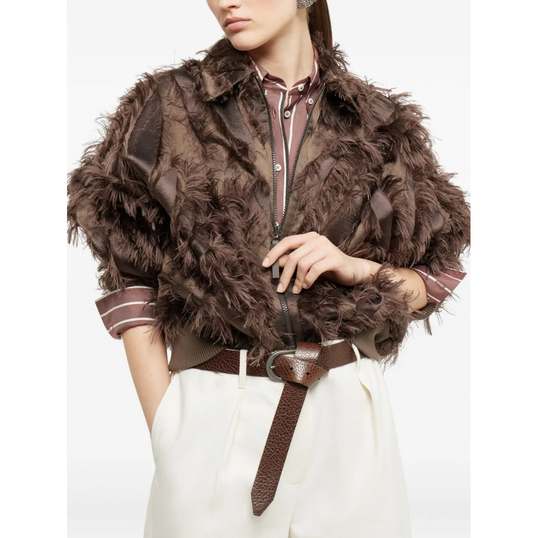 'Feather-Trimmed' Bomberjacke für Damen