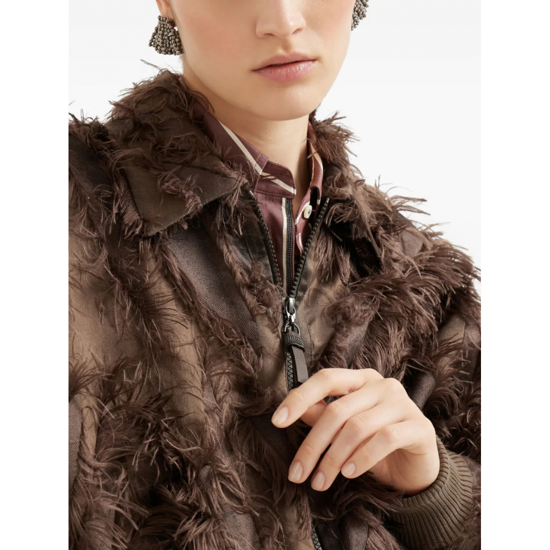 'Feather-Trimmed' Bomberjacke für Damen