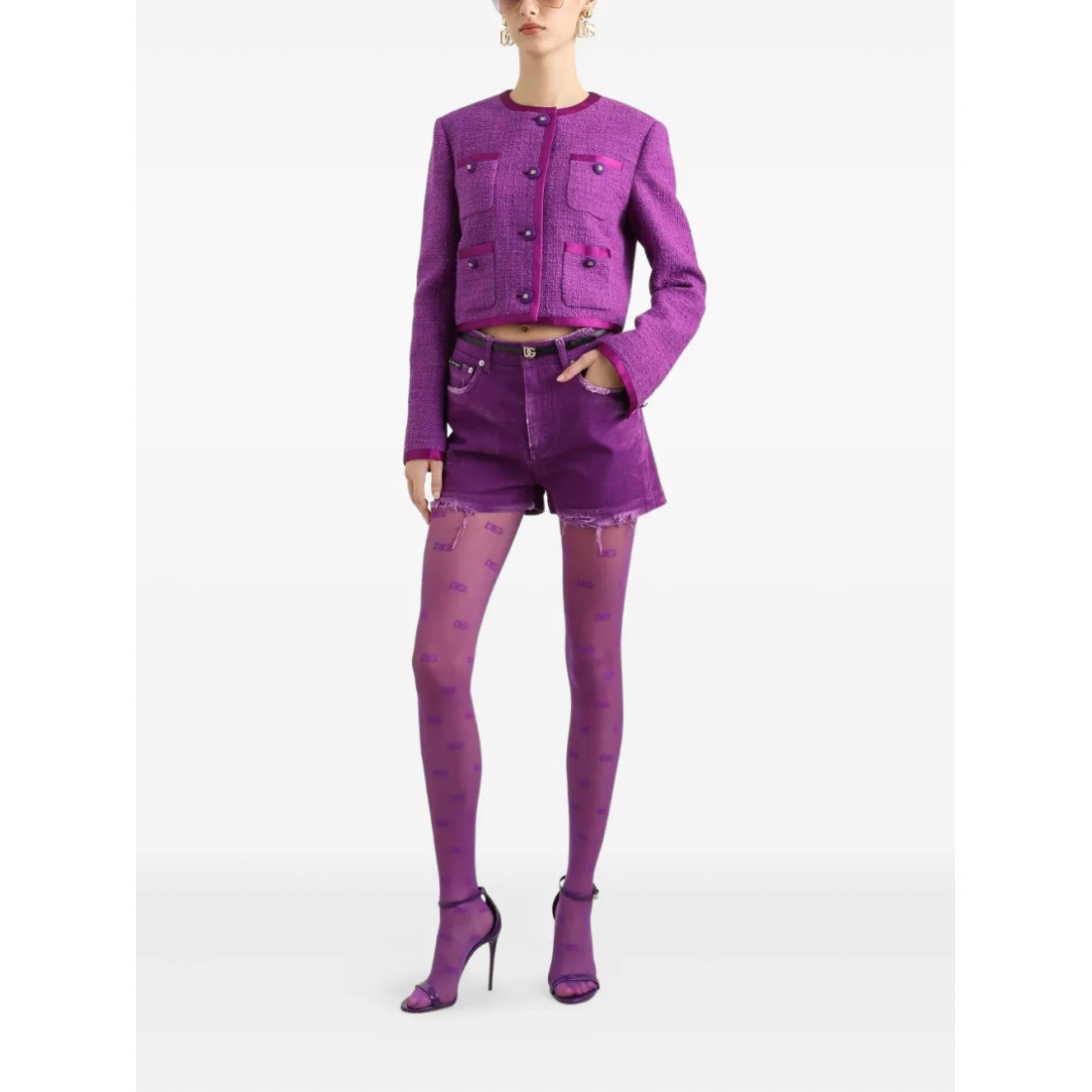 Veste courte 'Rachel Tweed Single-Breasted' pour Femmes