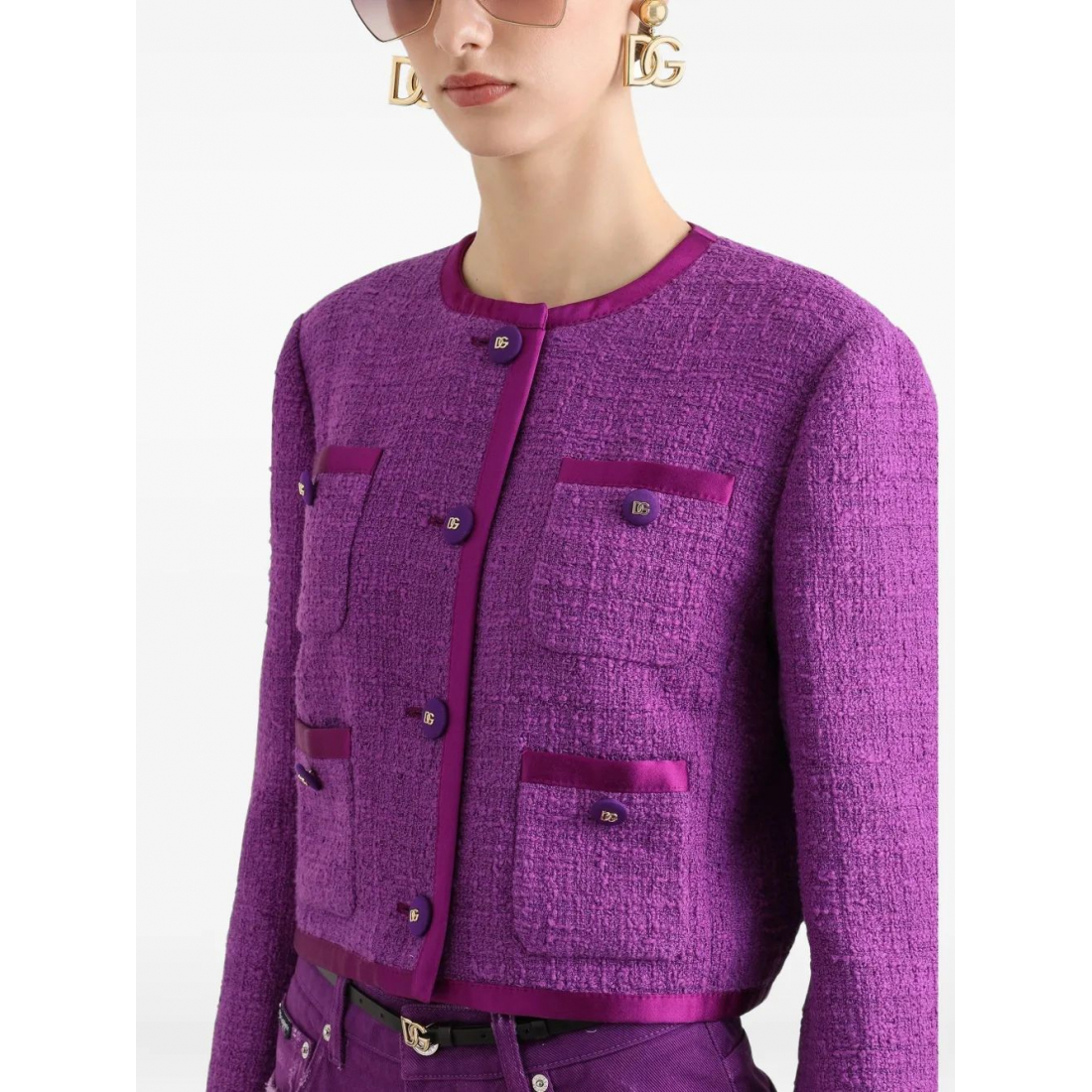 Veste courte 'Rachel Tweed Single-Breasted' pour Femmes