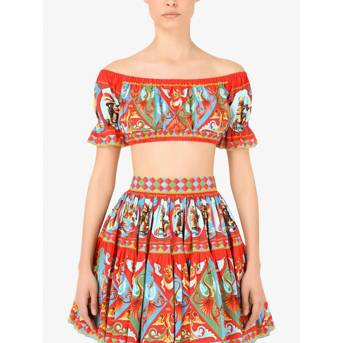 Crop Top 'Carretto-Print Off-Shoulder' pour Femmes