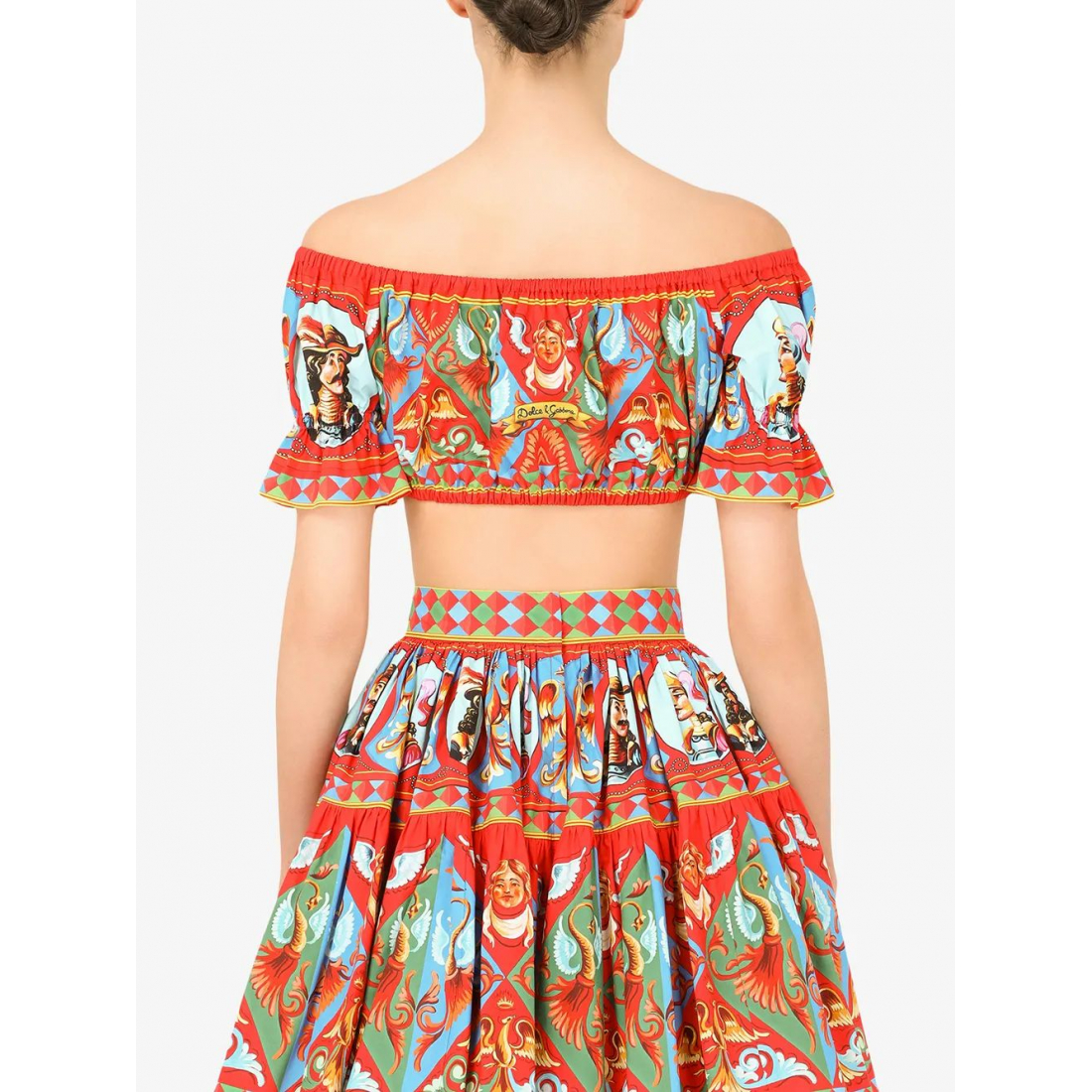 Crop Top 'Carretto-Print Off-Shoulder' pour Femmes