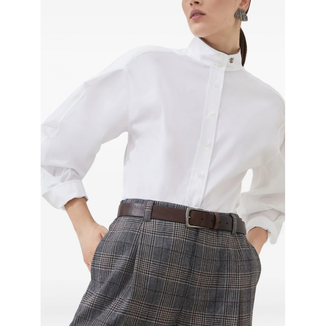 'Shiny Collar Detail' Hemd für Damen