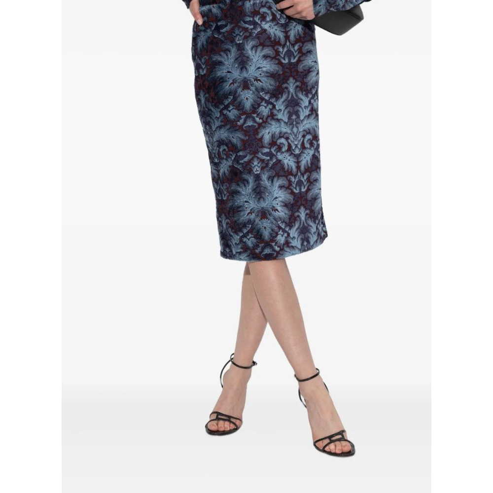 Jupe Midi 'Damask-Pattern' pour Femmes