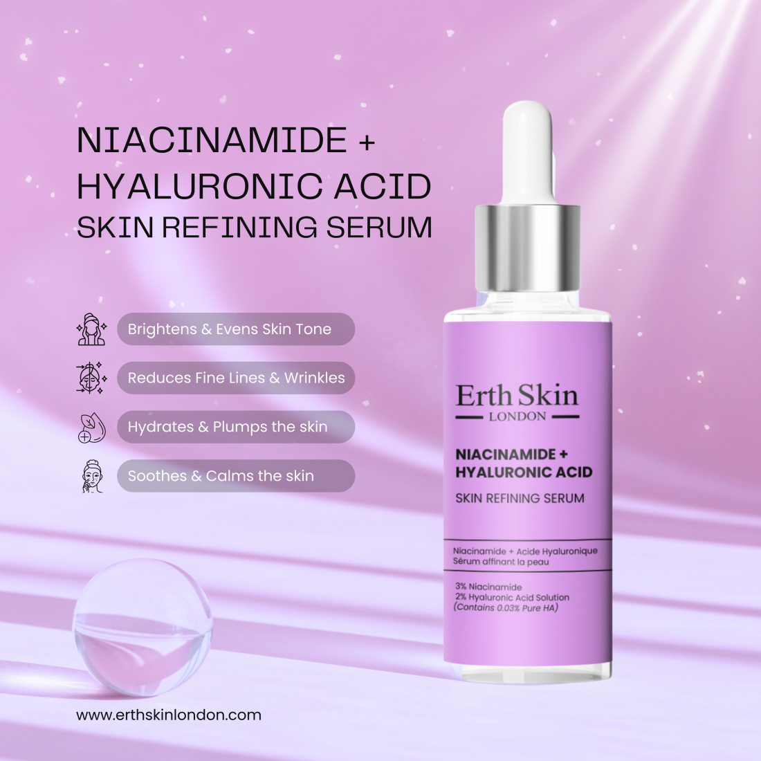 'Niacinamide + Hyaluronic Acid Skin Refining' Hair Serum - 30 ml