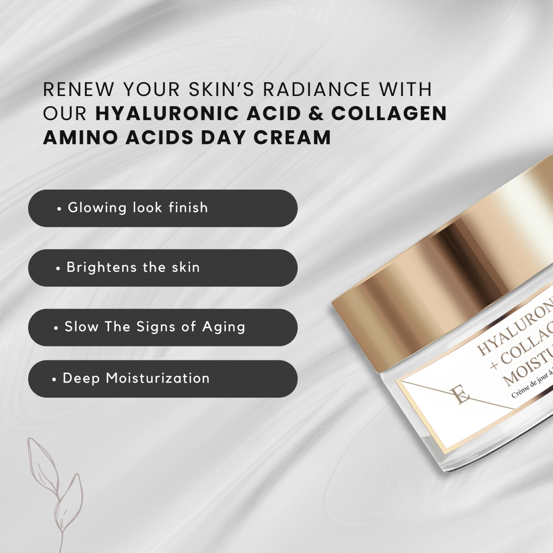 Crème de Jour Anti-âge 'Hyaluronic Acid & Collagen' - 50 ml