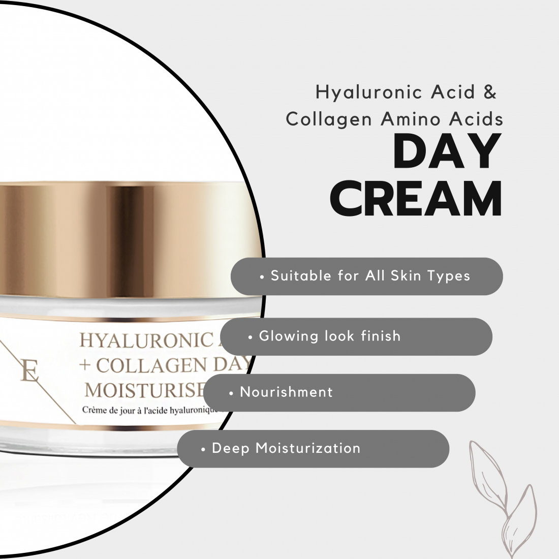 Crème de Jour Anti-âge 'Hyaluronic Acid & Collagen' - 50 ml