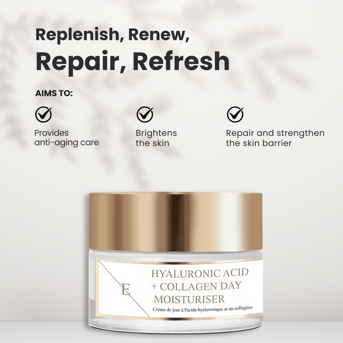 Crème de Jour Anti-âge 'Hyaluronic Acid & Collagen' - 50 ml