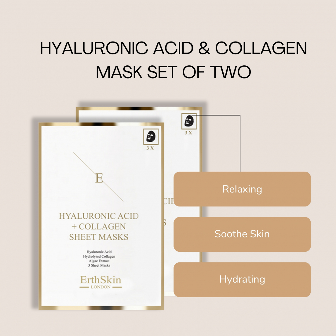 'Hyaluronic Acid & Collagen' Maskenblatt-Set - 2 Stücke