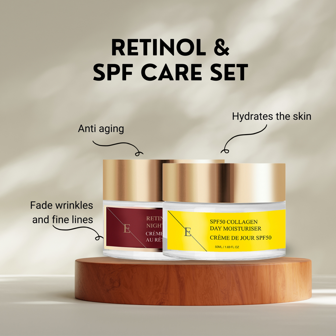 'Retinol + Collagen' Anti-Aging-Pflegeset - 2 Stücke
