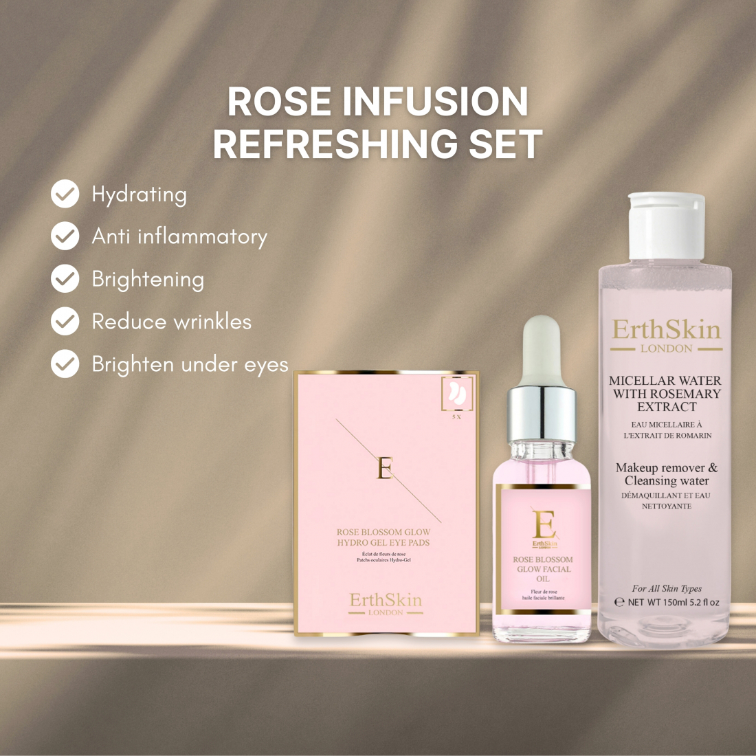 'Rosemary Extract + Rose Blossom' Anti-Aging-Pflegeset - 3 Stücke