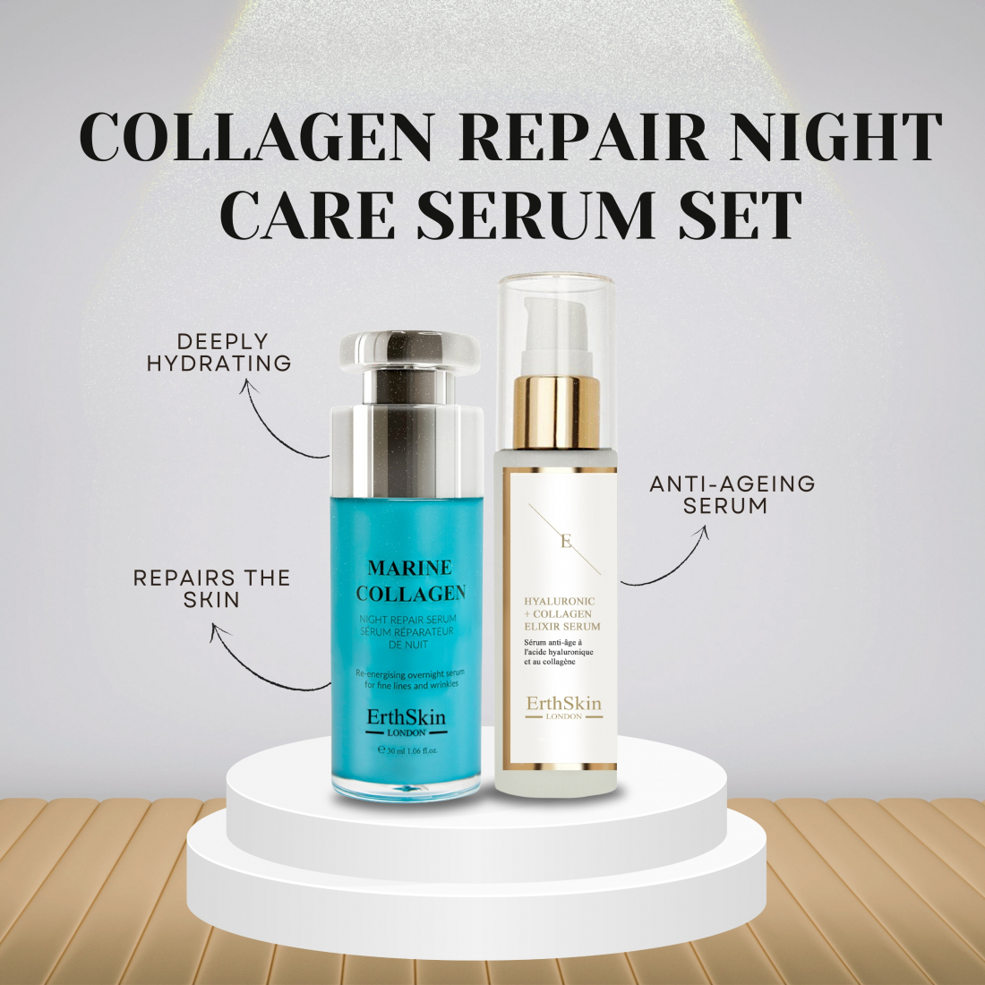 'Hyaluronic Acid & Collagen + Marine Collagen' Anti-Aging-Pflegeset - 2 Stücke