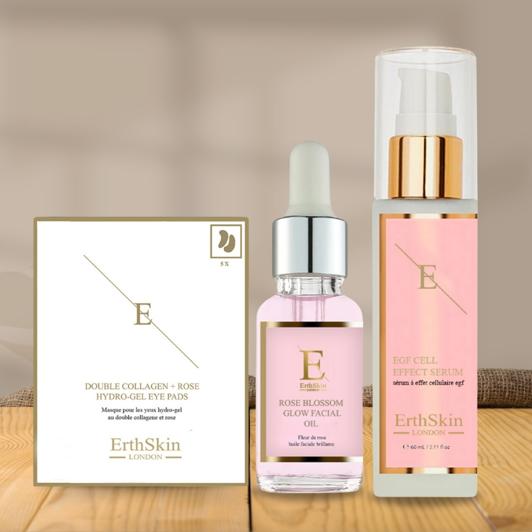 'EGF Cell Effect + Rose Blossom +Double Collagen + Rose' Anti-Aging-Pflegeset - 3 Stücke