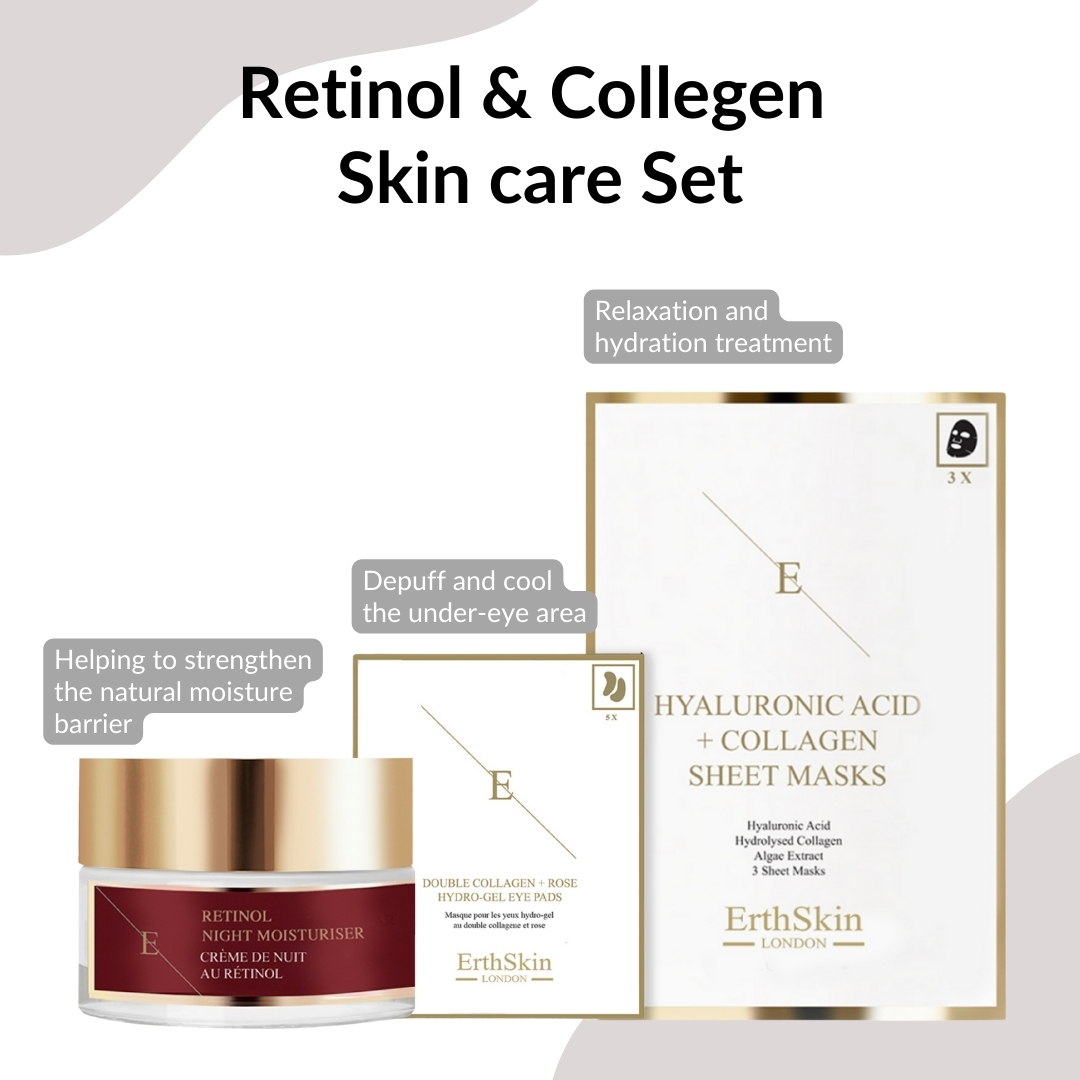 'Retinol + Double Collagen + Rose + Hyaluronic Acid & Collagen' Anti-Aging-Pflegeset - 3 Stücke