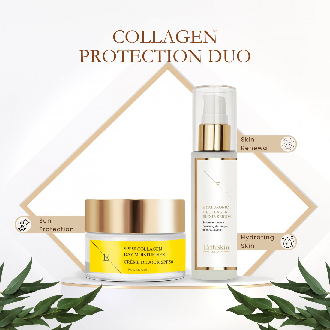 Coffret de soins du visage 'SPF50 Collagen + Hyaluronic Acid & Collagen' - 2 Pièces