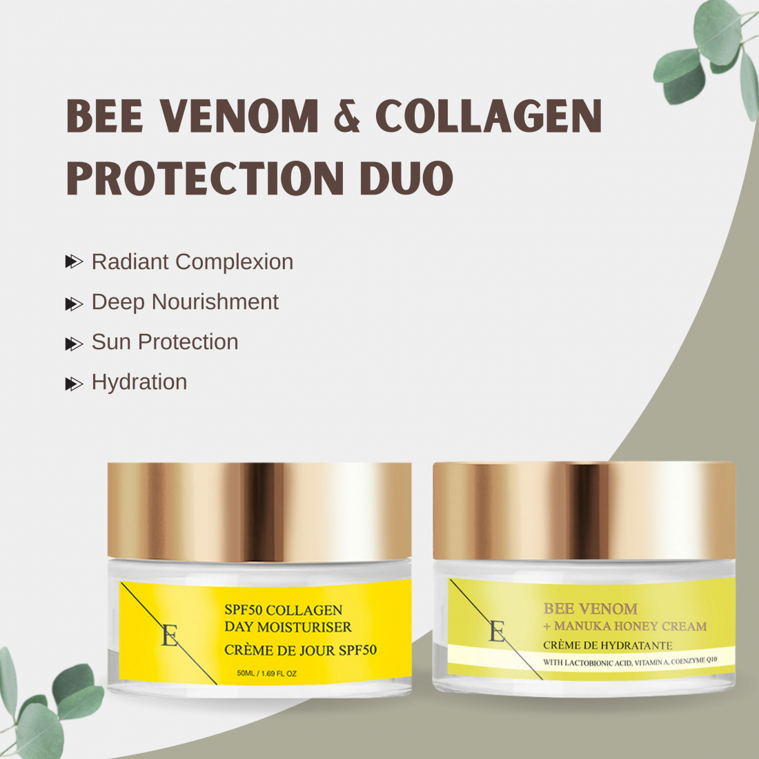 'Bee Venom + Manuka Honey + SPF50 Collagen' Creme Set - 2 Stücke